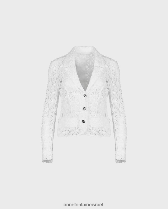 הַלבָּשָׁה Anne Fontaine ז'קט gordes עם שרוולים ארוכים ללא מרופד בלייזר עם כפתורים דקורטיביים לבן נשים DL8V8L396