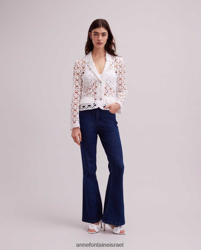 הַלבָּשָׁה Anne Fontaine ז'קט gordes עם שרוולים ארוכים ללא מרופד בלייזר עם כפתורים דקורטיביים לבן נשים DL8V8L396