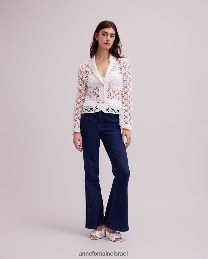 הַלבָּשָׁה Anne Fontaine ז'קט gordes עם שרוולים ארוכים ללא מרופד בלייזר עם כפתורים דקורטיביים לבן נשים DL8V8L396