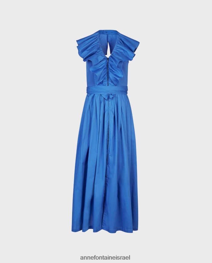 הַלבָּשָׁה Anne Fontaine שמלת hendaye שמלת מקסי בסגנון הלטר עם קפלים ופרטים מסולסלים כְּחוֹל נשים DL8V8L86