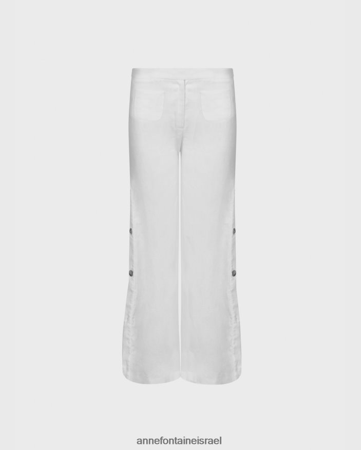 הַלבָּשָׁה Anne Fontaine מכנס ilargi רחב מותן גבוה עם כפתורי צד פתח שסע לבן נשים DL8V8L343