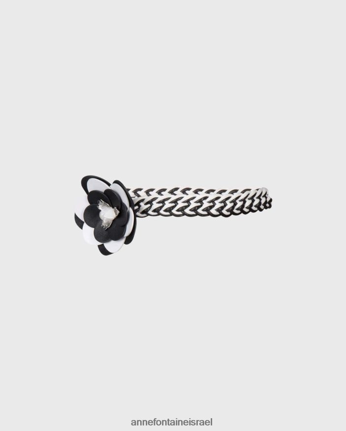 אביזרים Anne Fontaine חגורת imma וחגורת פרחים מעור קלוע לבן שחור נשים DL8V8L668