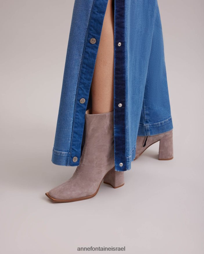 נעליים Anne Fontaine מגף זמש מגף journal עם עקב מוערם אפור נשים DL8V8L14