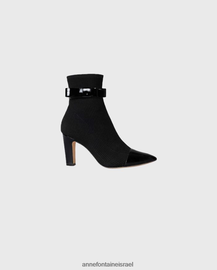 נעליים Anne Fontaine מגפי גרב מצולעים של judy boot עם פרטי עור שָׁחוֹר נשים DL8V8L10