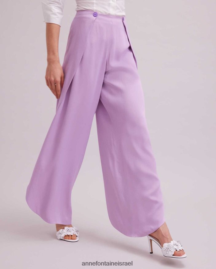 הַלבָּשָׁה Anne Fontaine מכנס keldrey סגול מכנסיים פתוחים עם רגל צבעוני פרמה נשים DL8V8L388