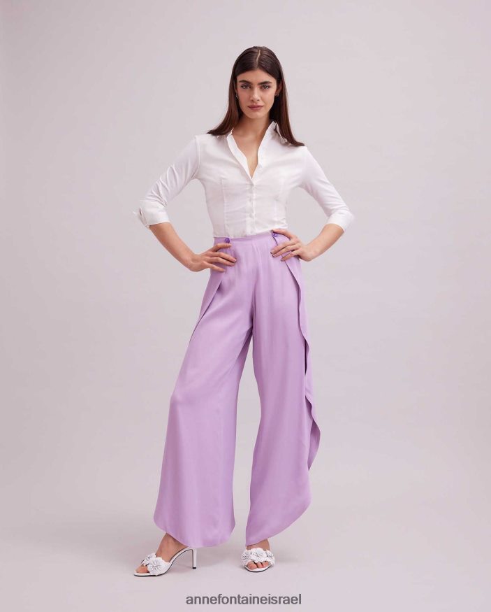 הַלבָּשָׁה Anne Fontaine מכנס keldrey סגול מכנסיים פתוחים עם רגל צבעוני פרמה נשים DL8V8L388