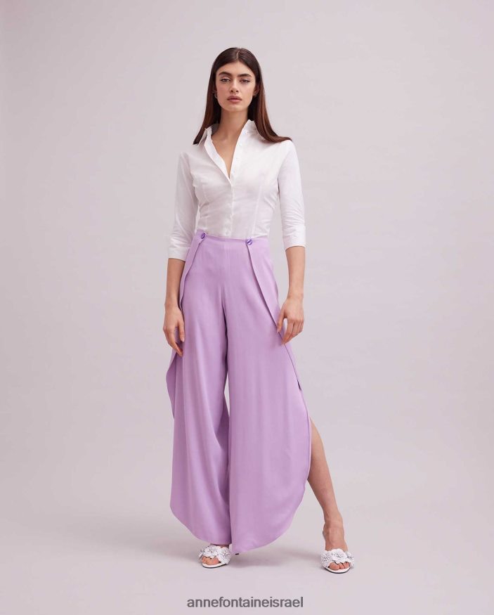 הַלבָּשָׁה Anne Fontaine מכנס keldrey סגול מכנסיים פתוחים עם רגל צבעוני פרמה נשים DL8V8L388