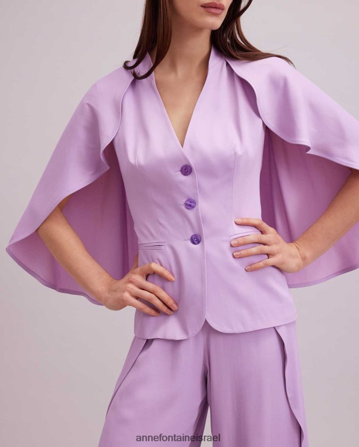 הַלבָּשָׁה Anne Fontaine מעיל kyliane סגול מעיל קרפ ללא שרוולים עם שכמייה פרמה נשים DL8V8L461