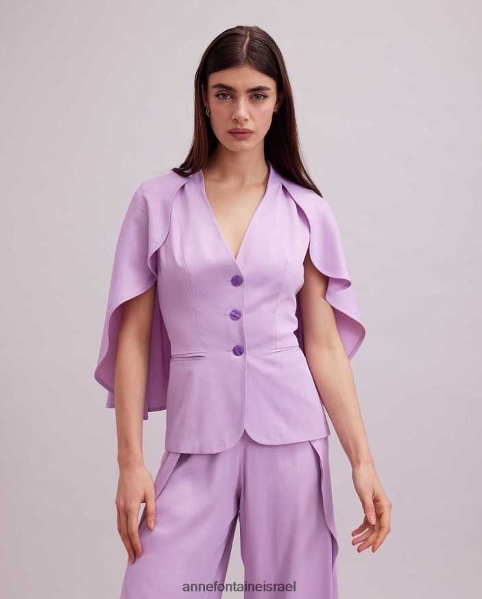 הַלבָּשָׁה Anne Fontaine מעיל kyliane סגול מעיל קרפ ללא שרוולים עם שכמייה פרמה נשים DL8V8L461