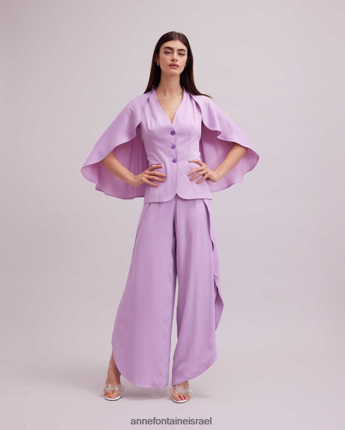 הַלבָּשָׁה Anne Fontaine מעיל kyliane סגול מעיל קרפ ללא שרוולים עם שכמייה פרמה נשים DL8V8L461