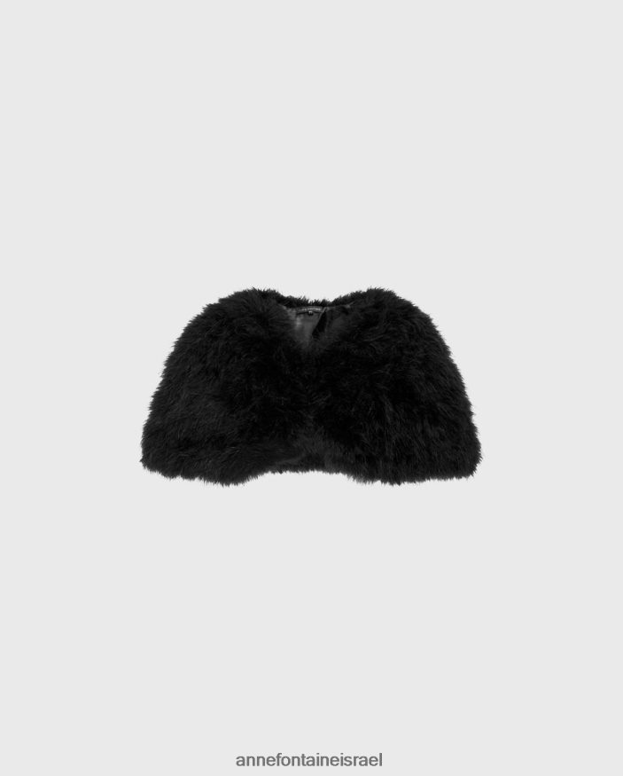 הַלבָּשָׁה Anne Fontaine שכמיית נוצות מרופדת בכף laudali שָׁחוֹר נשים DL8V8L452