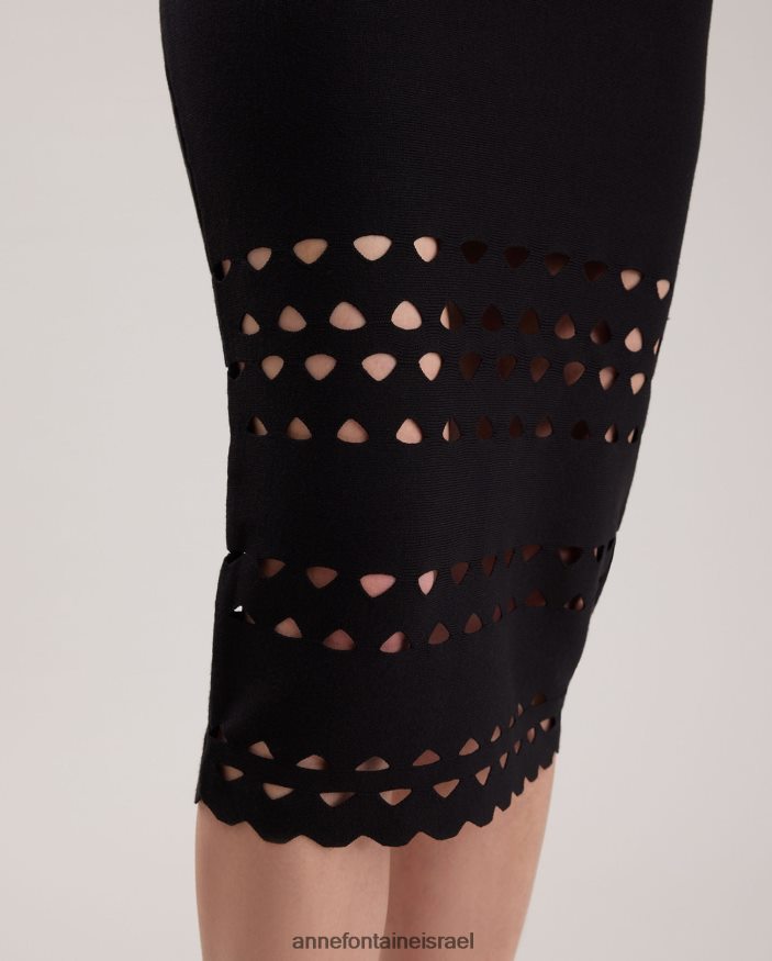 הַלבָּשָׁה Anne Fontaine חצאית סריג של חצאית litho עם פירוט גזרות שָׁחוֹר נשים DL8V8L330