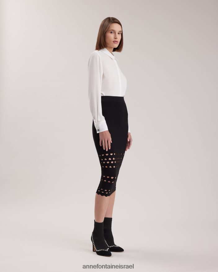 הַלבָּשָׁה Anne Fontaine חצאית סריג של חצאית litho עם פירוט גזרות שָׁחוֹר נשים DL8V8L330