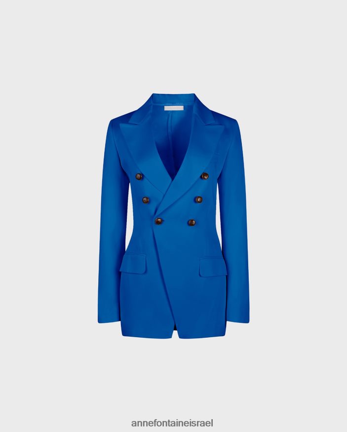 הַלבָּשָׁה Anne Fontaine ז'קט חליפת בלייזר כפול חזה עם מעיל lonora כְּחוֹל נשים DL8V8L403