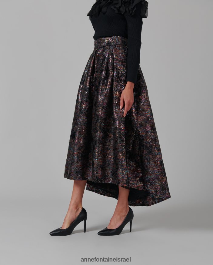 הַלבָּשָׁה Anne Fontaine חצאית lopielle חצאית מטאלית ארוגת אקארד עם גוף נפח שָׁחוֹר נשים DL8V8L379