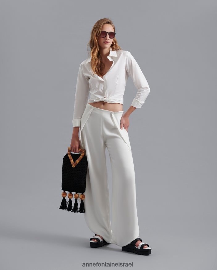 הַלבָּשָׁה Anne Fontaine מכנסי מכנס ירח של meldrey עם רגל טוליפ פתוחה לבן נשים DL8V8L340