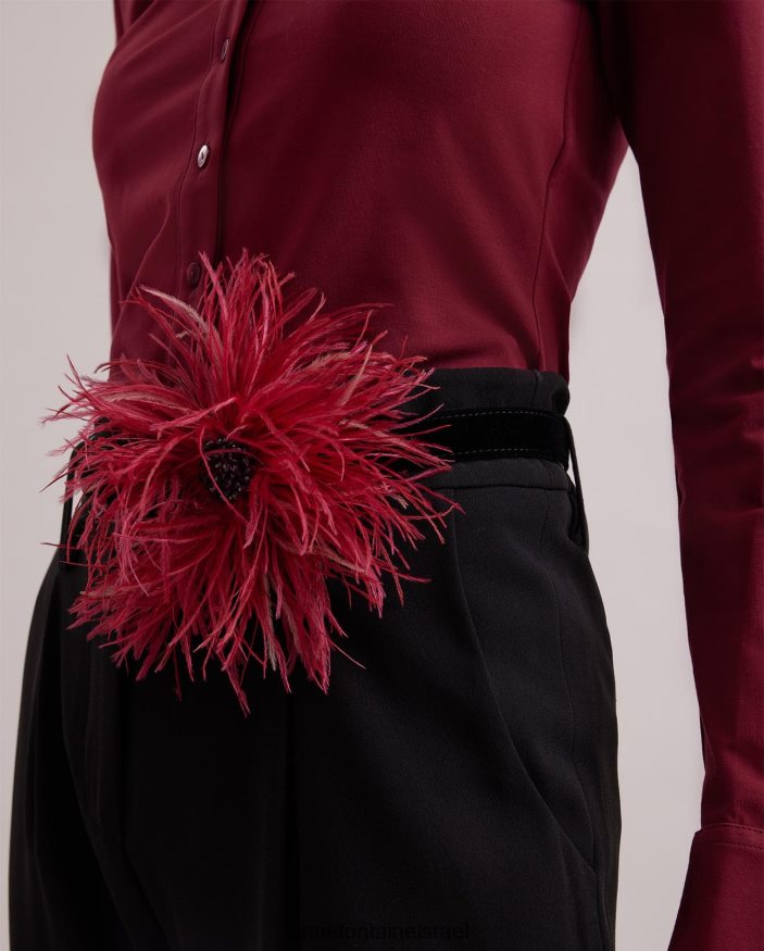 אביזרים Anne Fontaine חגורת mercoeur חגורת זמש עם פרט נוצות גדול שָׁחוֹר נשים DL8V8L679