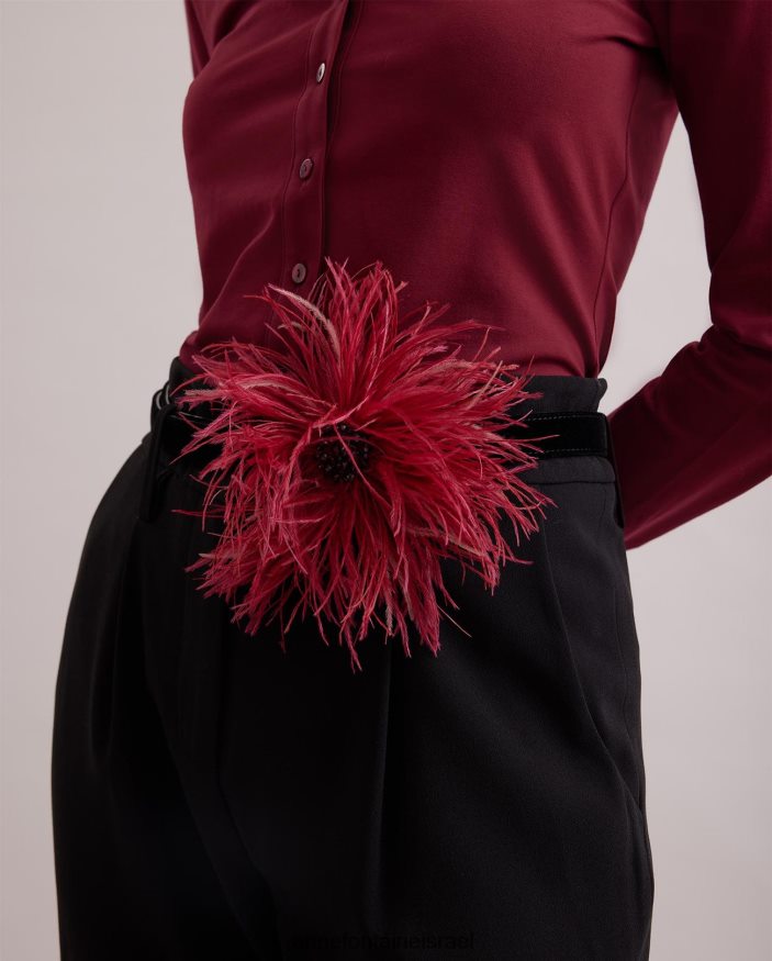 אביזרים Anne Fontaine חגורת mercoeur חגורת זמש עם פרט נוצות גדול שָׁחוֹר נשים DL8V8L679