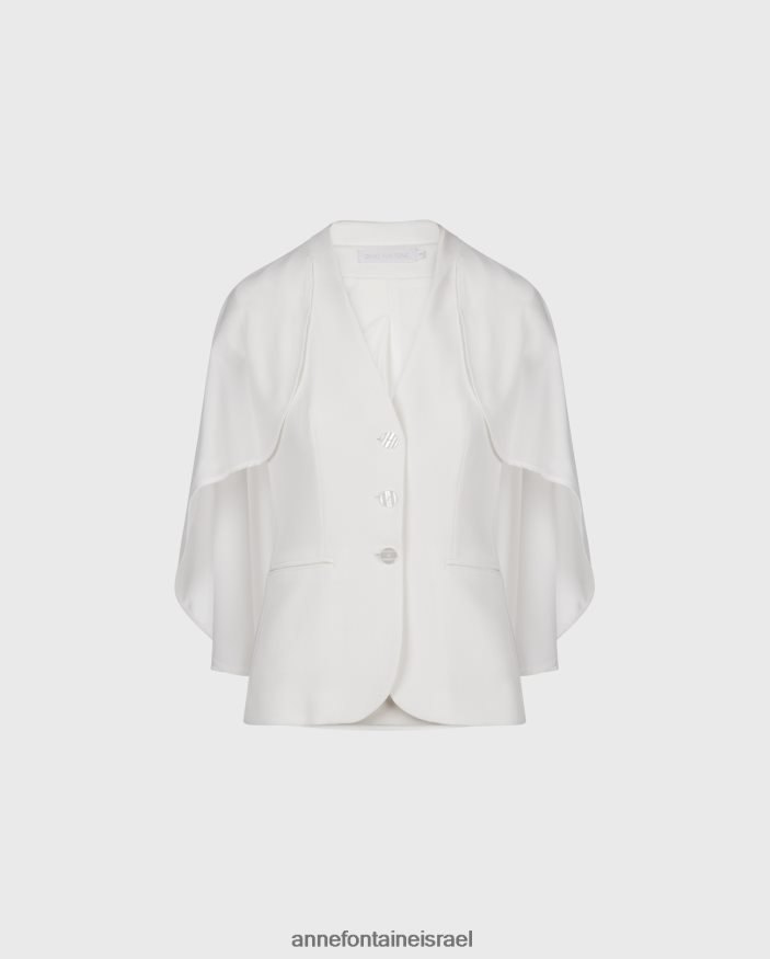 הַלבָּשָׁה Anne Fontaine ז'קט myliane מעיל קרפ ללא שרוולים עם שכמייה לבן נשים DL8V8L400