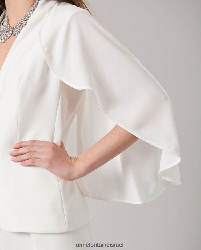 הַלבָּשָׁה Anne Fontaine ז'קט myliane מעיל קרפ ללא שרוולים עם שכמייה לבן נשים DL8V8L400