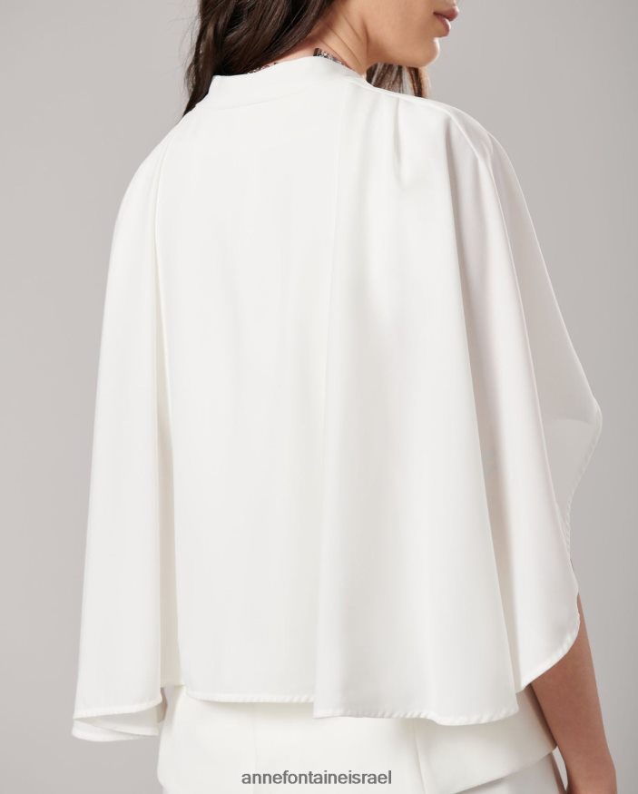 הַלבָּשָׁה Anne Fontaine ז'קט myliane מעיל קרפ ללא שרוולים עם שכמייה לבן נשים DL8V8L400