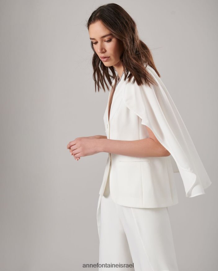 הַלבָּשָׁה Anne Fontaine ז'קט myliane מעיל קרפ ללא שרוולים עם שכמייה לבן נשים DL8V8L400