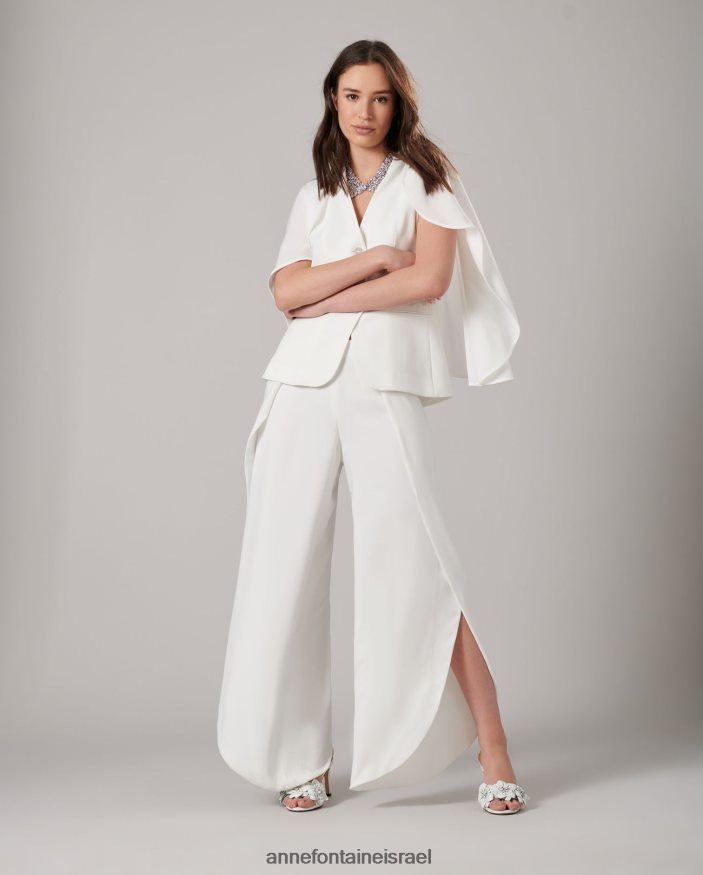 הַלבָּשָׁה Anne Fontaine ז'קט myliane מעיל קרפ ללא שרוולים עם שכמייה לבן נשים DL8V8L400