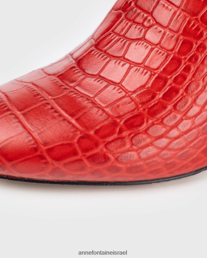 נעליים Anne Fontaine מגפי גרב מגף noemie עם תבליט קרוקס ואבזם ניתן להסרה אדום פרג נשים DL8V8L11