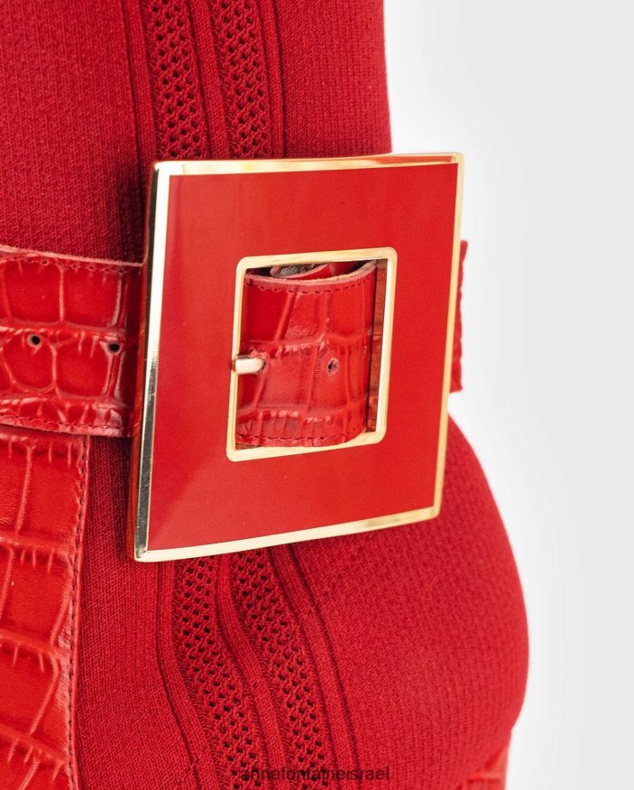 נעליים Anne Fontaine מגפי גרב מגף noemie עם תבליט קרוקס ואבזם ניתן להסרה אדום פרג נשים DL8V8L11