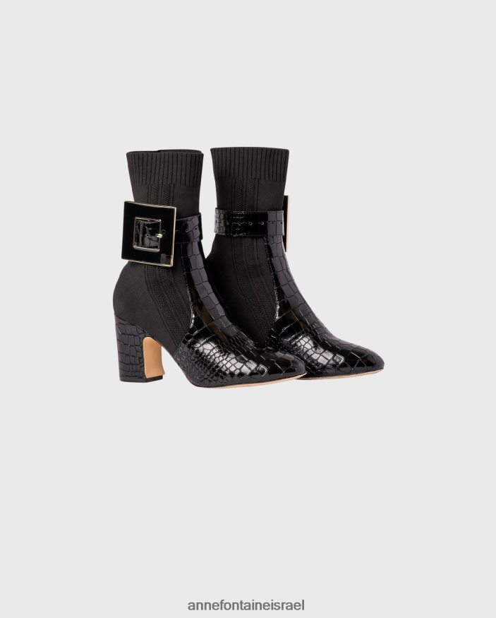 נעליים Anne Fontaine מגפי גרב מגף noemie עם תבליט קרוקס ואבזם ניתן להסרה שָׁחוֹר נשים DL8V8L12