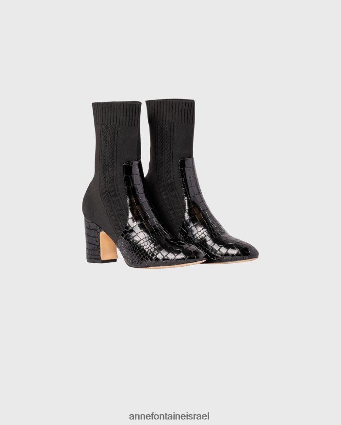 נעליים Anne Fontaine מגפי גרב מגף noemie עם תבליט קרוקס ואבזם ניתן להסרה שָׁחוֹר נשים DL8V8L12