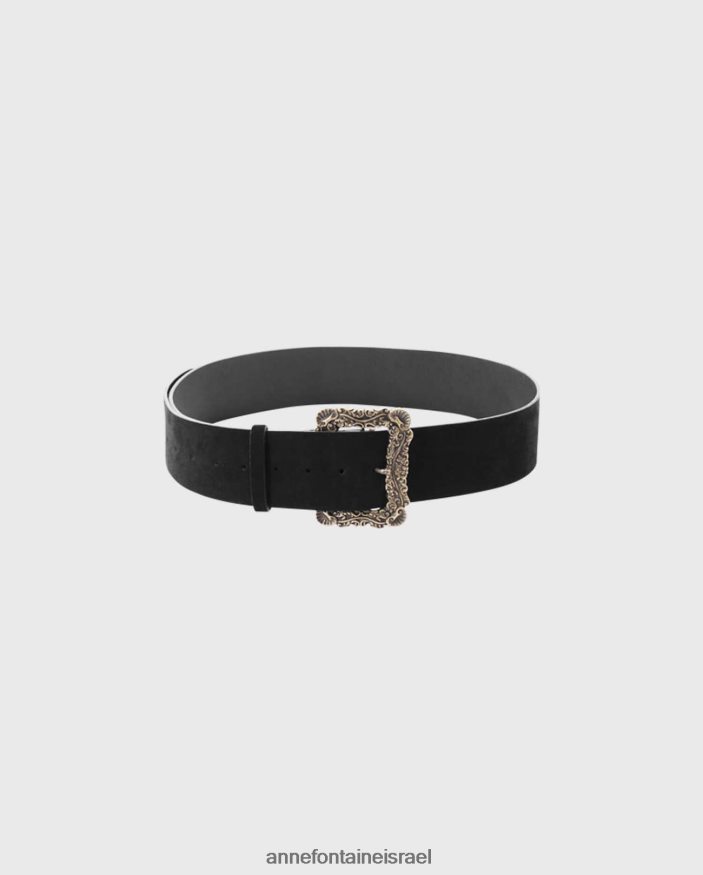 אביזרים Anne Fontaine חגורת oconor מעור זמש בגימור עתיק זהב שחור נשים DL8V8L664