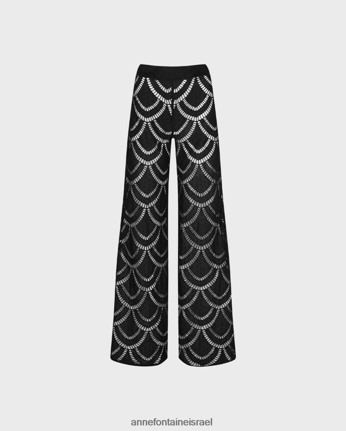 הַלבָּשָׁה Anne Fontaine מכנסי כותנה מכנסיים pagomari רקומים בעבודת יד פתוחה שָׁחוֹר נשים DL8V8L338