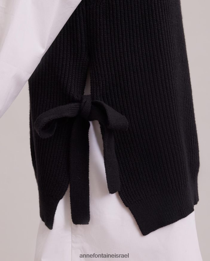 הַלבָּשָׁה Anne Fontaine סוודר pensee סריג ללא שרוולים עם דוגמה רקומה שָׁחוֹר נשים DL8V8L465