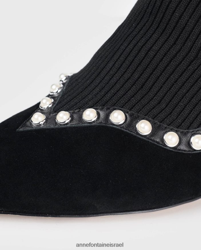 נעליים Anne Fontaine מגף גרב קרסול זמש מגף rime מצופה פנינים שָׁחוֹר נשים DL8V8L9