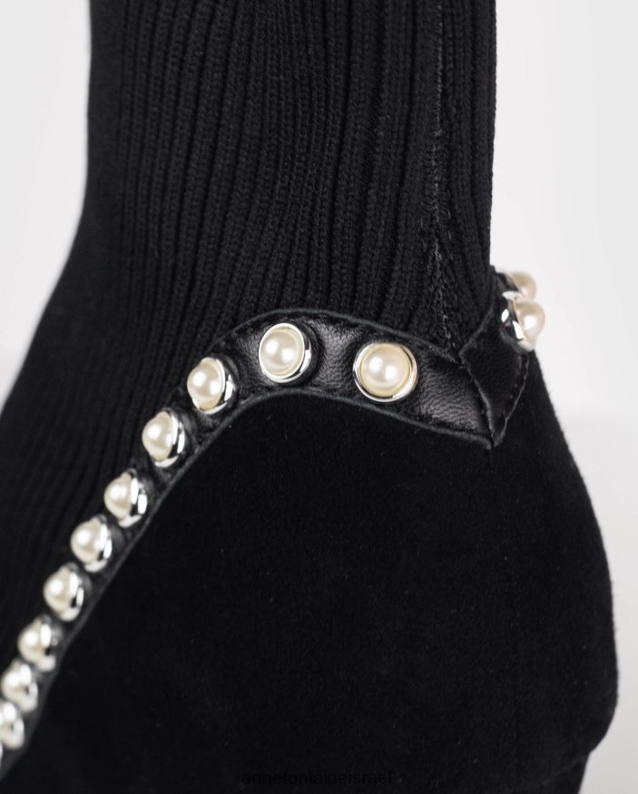 נעליים Anne Fontaine מגף גרב קרסול זמש מגף rime מצופה פנינים שָׁחוֹר נשים DL8V8L9