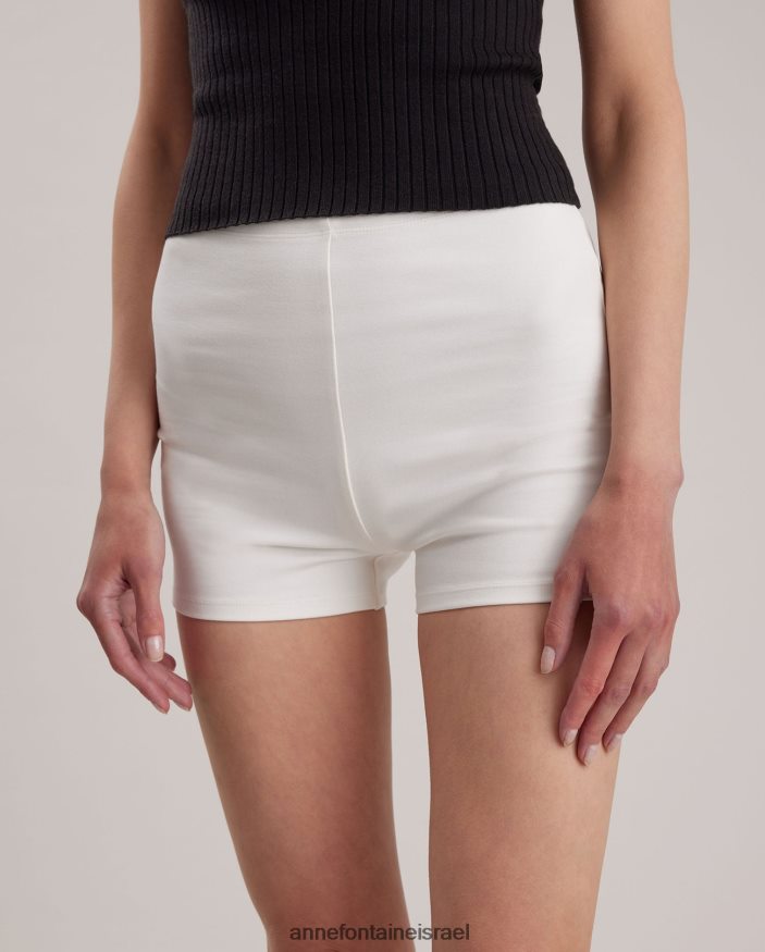 הַלבָּשָׁה Anne Fontaine מכנסי אופנוענים מחולצת ג'רזי קצר למתוח sana לבן נשים DL8V8L341