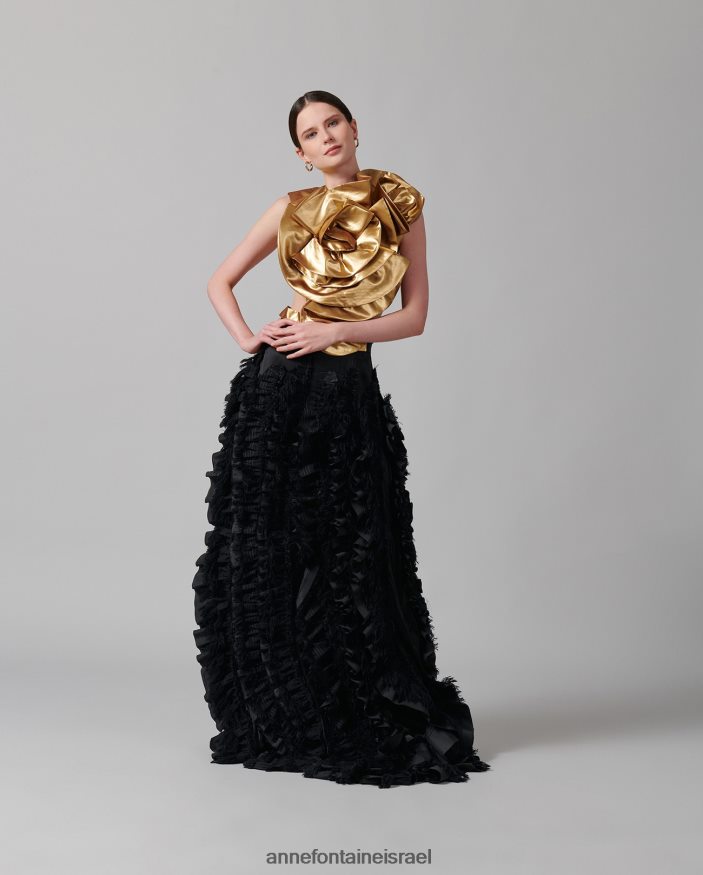 אביזרים Anne Fontaine חזית חולצה מרופדת מטאלית עליון של saxo זהב נשים DL8V8L574