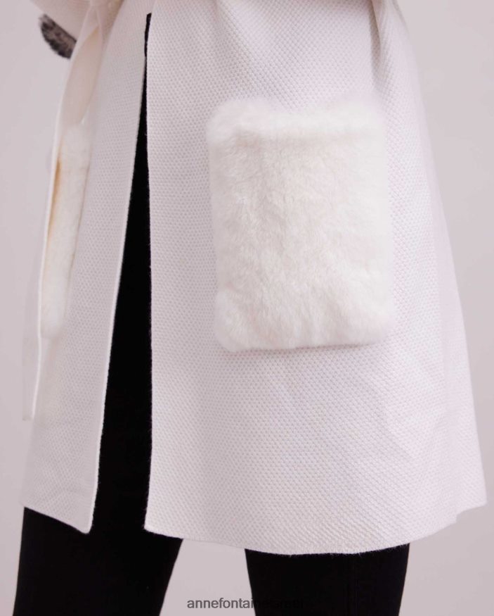 הַלבָּשָׁה Anne Fontaine קרדיגן shada קרדיגן ופל סרוג עם שרוולים בלוסון ודיטיילים פרחוניים לבן נשים DL8V8L464