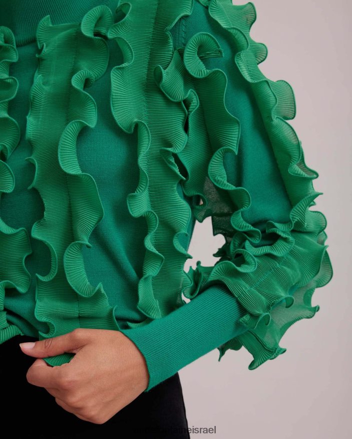 הַלבָּשָׁה Anne Fontaine סוודר sidaline סוודר קפלים עם צוואר מדומה מנטה נשים DL8V8L477