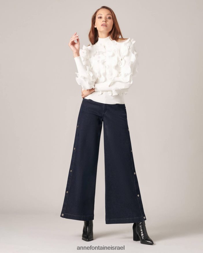 הַלבָּשָׁה Anne Fontaine סוודר sidaline סרוג סוודר קפלים עם צוואר מדומה לבן נשים DL8V8L487