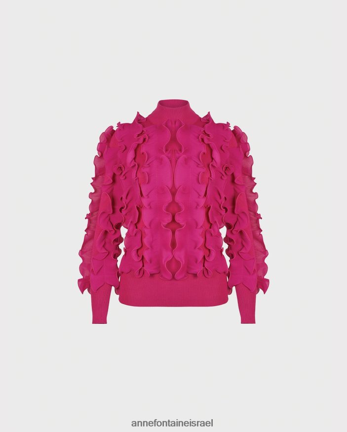 הַלבָּשָׁה Anne Fontaine סוודר sidaline סוודר קפלים עם צווארון מדומה וָרוֹד נשים DL8V8L501
