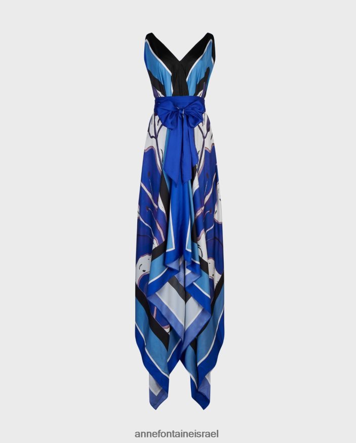 הַלבָּשָׁה Anne Fontaine שמלת signac פרחונית שמלת צעיף מקסי כְּחוֹל נשים DL8V8L70