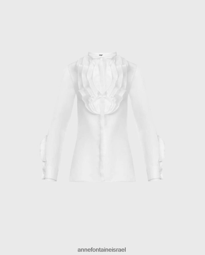 הַלבָּשָׁה Anne Fontaine חולצת silena חולצת אורגנזה משי לבן נשים DL8V8L200