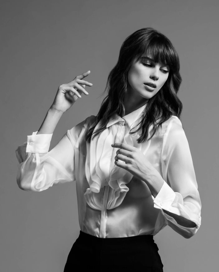 הַלבָּשָׁה Anne Fontaine חולצת silena חולצת אורגנזה משי לבן נשים DL8V8L200