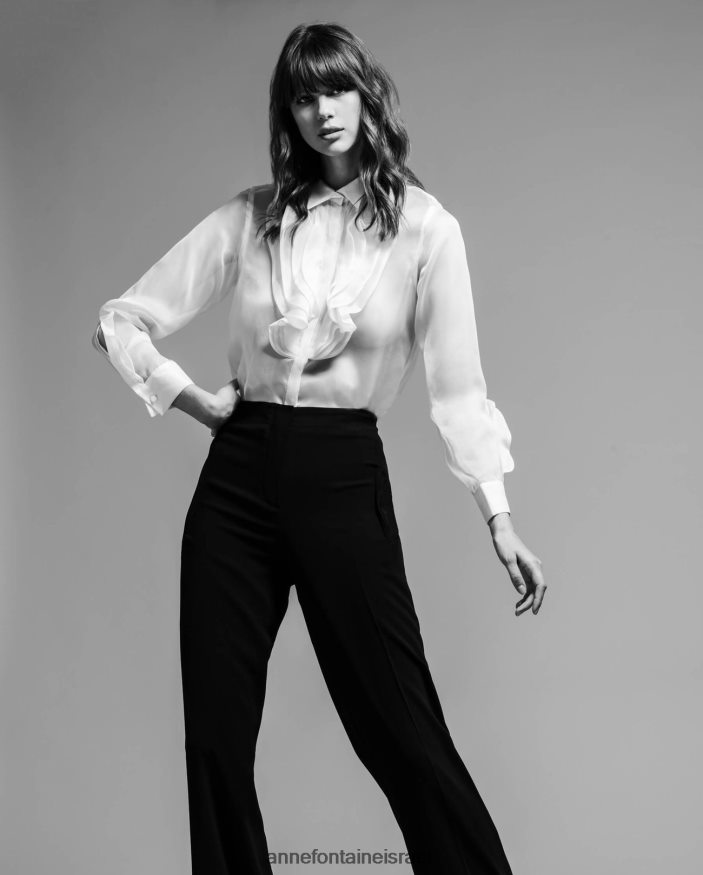 הַלבָּשָׁה Anne Fontaine חולצת silena חולצת אורגנזה משי לבן נשים DL8V8L200