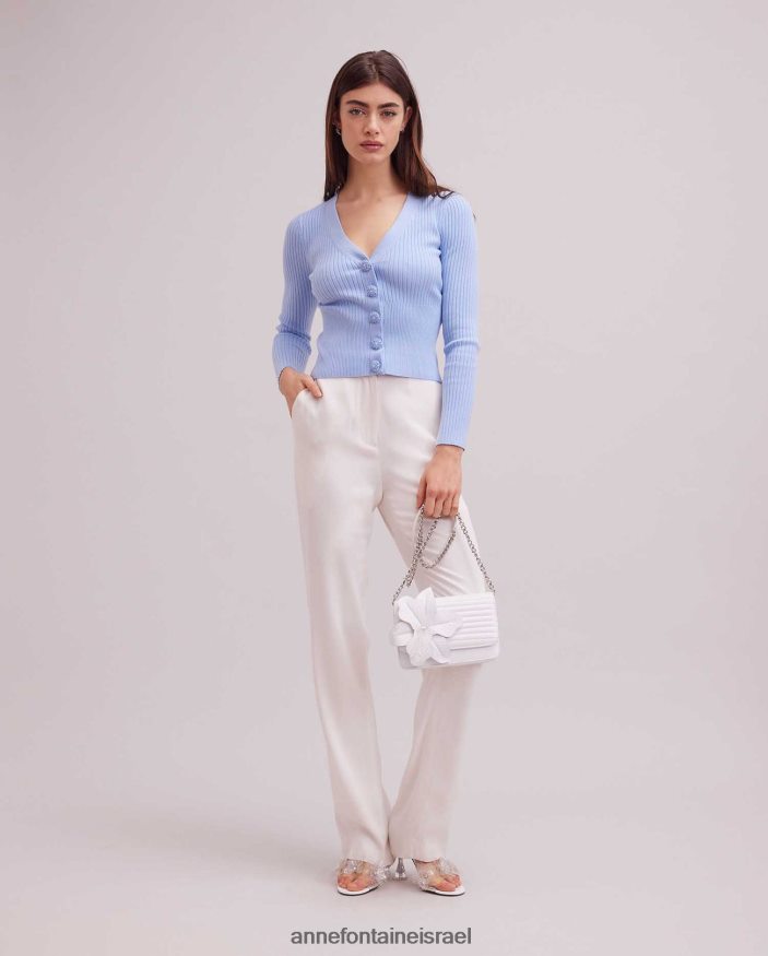 הַלבָּשָׁה Anne Fontaine קרדיגן solfege קצוץ עם שרוולים ארוכים כחול בהיר נשים DL8V8L463