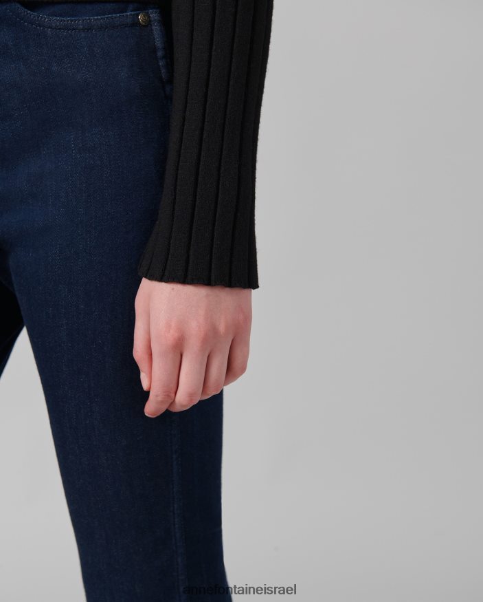 הַלבָּשָׁה Anne Fontaine קרדיגן solfege עם צווארון V שָׁחוֹר נשים DL8V8L483