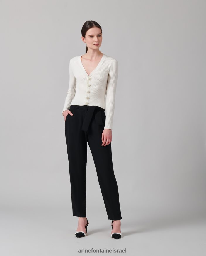 הַלבָּשָׁה Anne Fontaine קרדיגן solfege עם צווארון V לבן נשים DL8V8L489