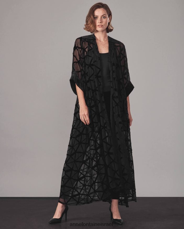 הַלבָּשָׁה Anne Fontaine אבק ארוך מסוג sulwen קימונו עם דפוסי דיבור גיאומטריים שָׁחוֹר נשים DL8V8L450